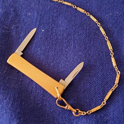 Gruen Very Thin Pocketwatch, Chain, and Knife
