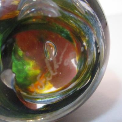 Art Glass Paperweight Signed