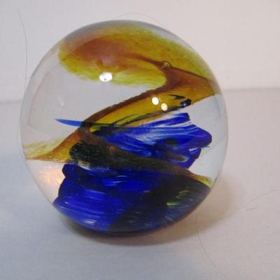 Art Glass Paperweight Signed