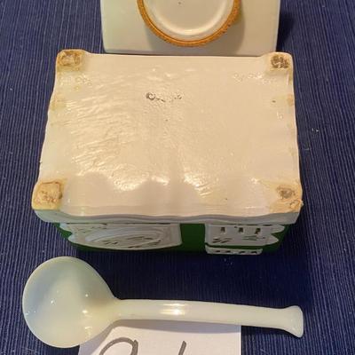 Vintage Lego Japan Ceramic Sugar Bowl and Spoon