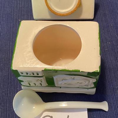 Vintage Lego Japan Ceramic Sugar Bowl and Spoon