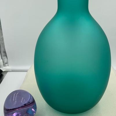Italian blown glass jar with lid
