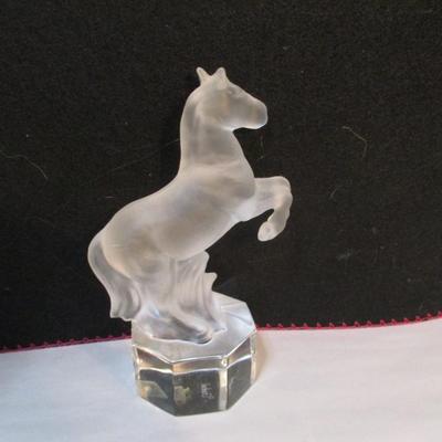 Goebel Frosted Glass Rearing Horse Paperweight