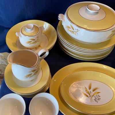Large Set of Vintage Service Autumn Gold Dishes