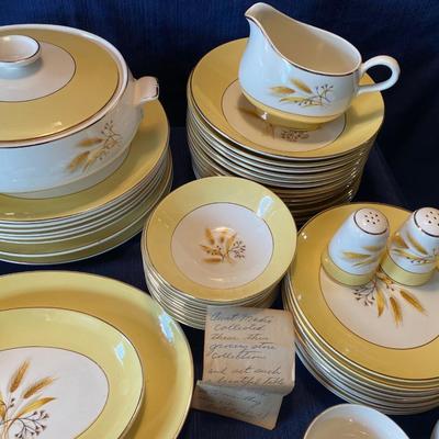 Large Set of Vintage Service Autumn Gold Dishes