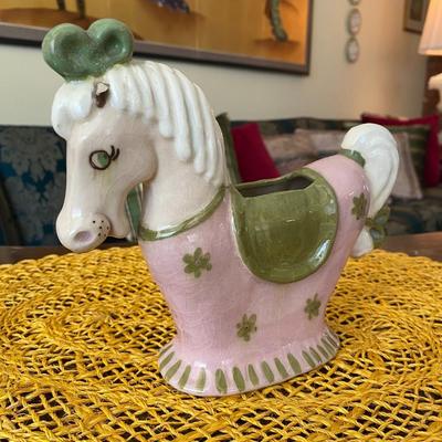 Hedi Schoop Porcelain Figurine Green and Pink Pony