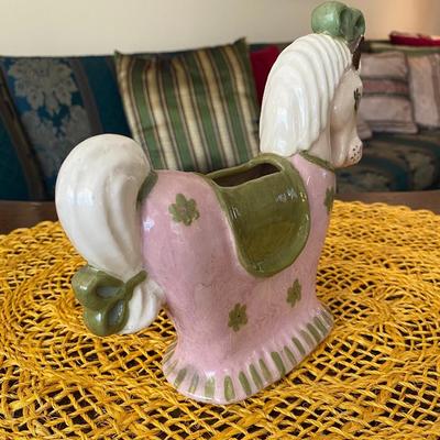 Hedi Schoop Porcelain Figurine Green and Pink Pony