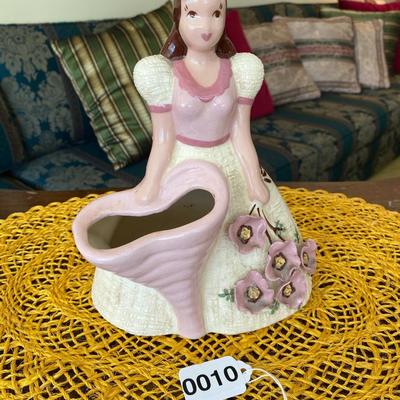 Hedi Schoop Porcelain Figurine Girl Holding Pink Basket