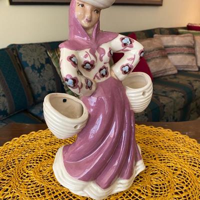 Hedi Schoop Porcelain Figurine Lady with Purple Scarf and Skirt