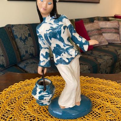 Hedi Schoop Porcelain Figurine Asian Woman w Ceramic Pot