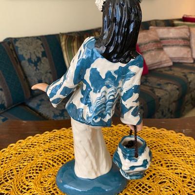 Hedi Schoop Porcelain Figurine Asian Woman w Ceramic Pot