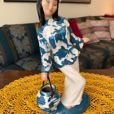 Hedi Schoop Porcelain Figurine Asian Woman w Ceramic Pot