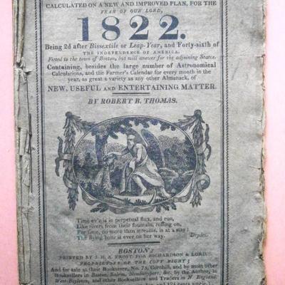1822 FARMER'S ALMANACK printed in Boston