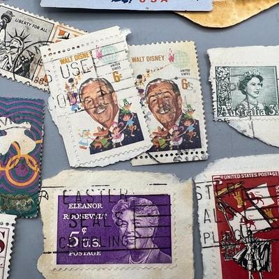 Lot of Vintage Collectible Stamps Walt Disney, International Foreign Stamps & More
