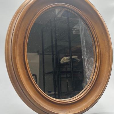 Retro Small Rounded Wood Frame Vanity Home Decor Mirror