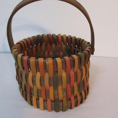 Hand-Woven Dyed Oak Basket with Handle
