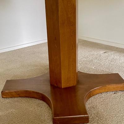 Vintage Medium Finish Wood Pedestal Table Repaired - ARCADIA