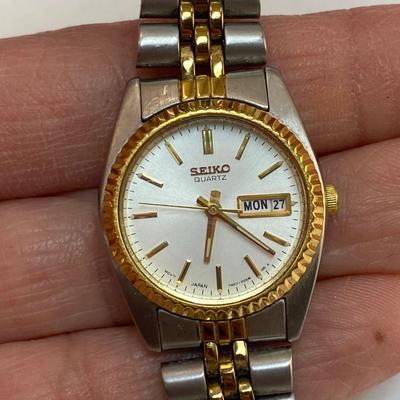 Stainless Steel and Gold Tone Womens Seiko Quartz Watch Timepiece Date and  Time 