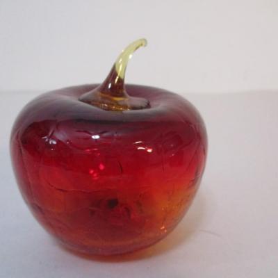 Vintage Blenko Hand Blown Red Apple Paperweight Art Glass