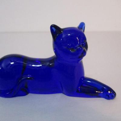 Cobalt Blue Glass Cat