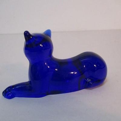 Cobalt Blue Glass Cat