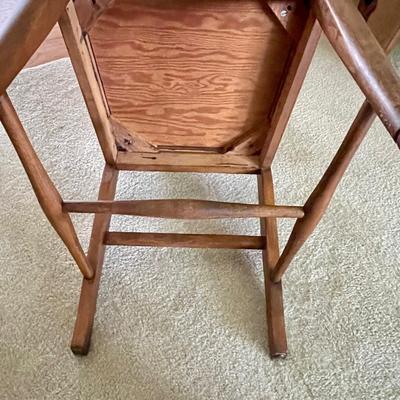 Vintage Wood Slat Back Side Dining Desk Chair with Floral Embroidered Seat - ARCADIA