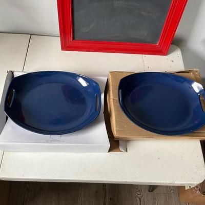 469 Two New in Box DANSK Navy Blue Platters