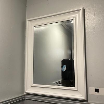 503 White Framed Beveled Mirror