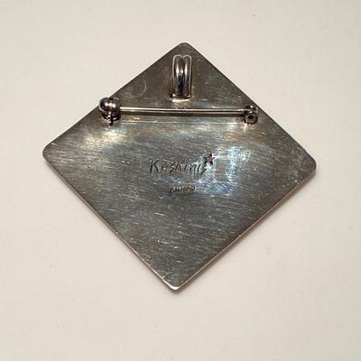 Keskinis Glass Art and Sterling Silver Brooch/Pendant