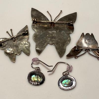 Mexico Alpaca and Sterling Silver Abalone Earrings