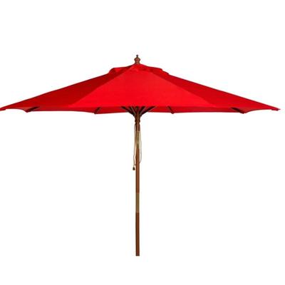 563 New in Box 9' Hayneedle Spin Poly Red Market Umbrella