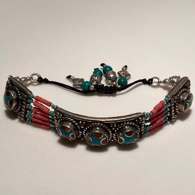 Southwestern Turquoise, Coral, and Sterling Silver Jewelry/Accessories Lot