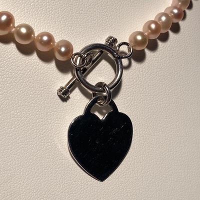Authentic Pearl and Sterling Silver Heart Pendant Necklace