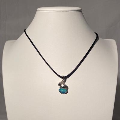 Sterling Silver and Opal Pendant Necklace