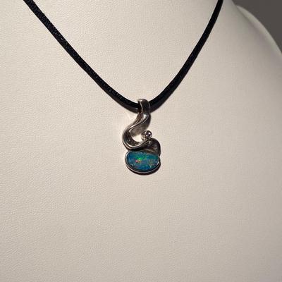 Sterling Silver and Opal Pendant Necklace