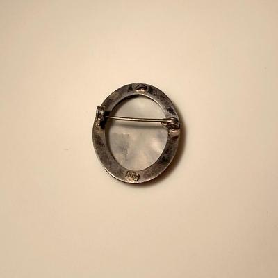 Antique Silver and Mother of Pearl Cameo Pun/Brooch
