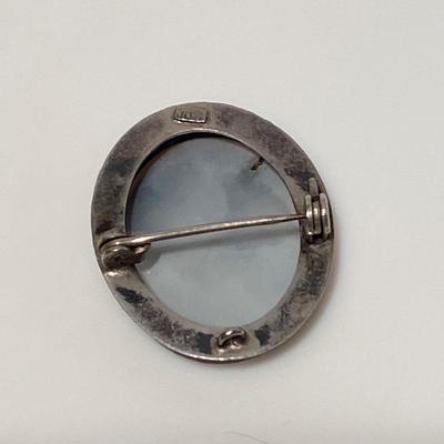 Antique Silver and Mother of Pearl Cameo Pun/Brooch