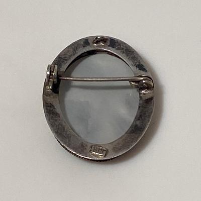 Antique Silver and Mother of Pearl Cameo Pun/Brooch