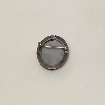 Antique Silver and Mother of Pearl Cameo Pun/Brooch