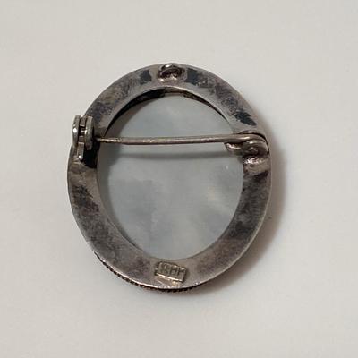 Antique Silver and Mother of Pearl Cameo Pun/Brooch
