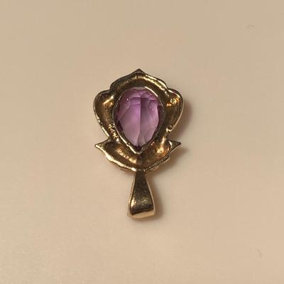 14K Gold and Amethyst Stone Pendant