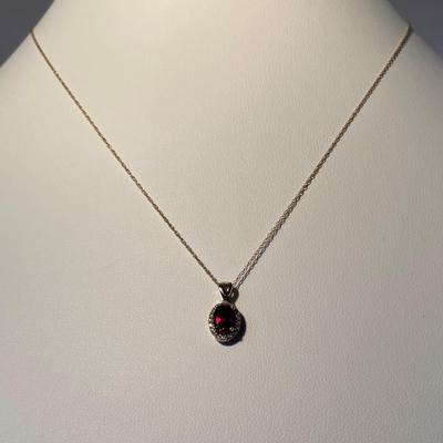 10K Gold and Ruby Stone Pendant Necklace