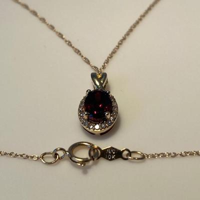 10K Gold and Ruby Stone Pendant Necklace