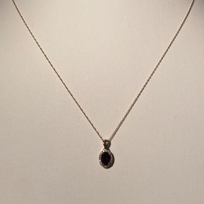 10K Gold and Ruby Stone Pendant Necklace
