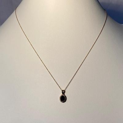 10K Gold and Ruby Stone Pendant Necklace