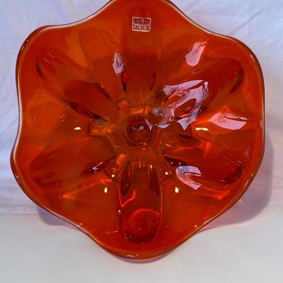 Mid-Century Modern Viking Glass Amberina Persimmon Compote Bowl/Dish