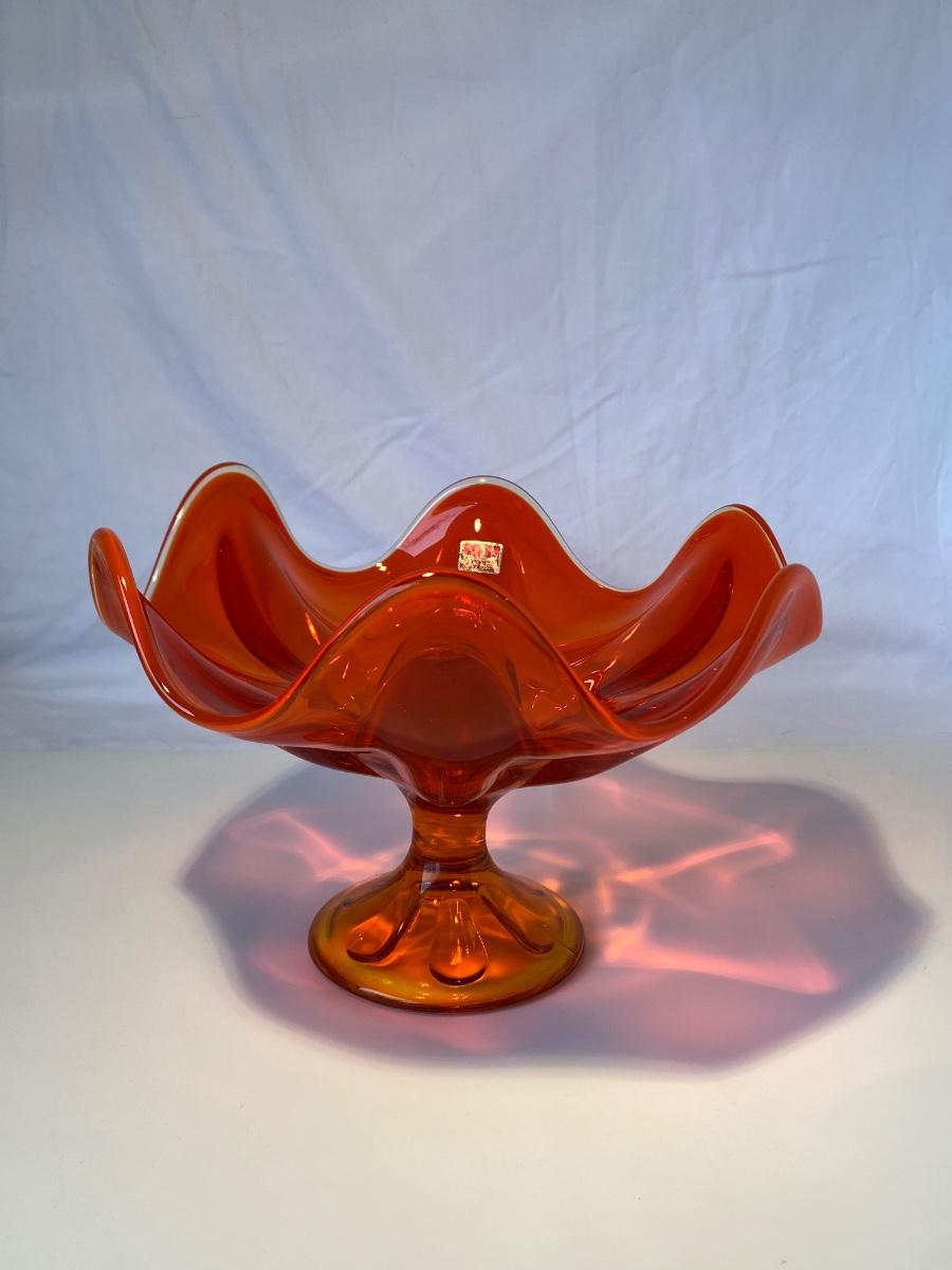 Mid-Century Modern Viking Glass Amberina Persimmon Compote Bowl/Dish ...