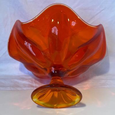 Mid-Century Modern Viking Glass Amberina Persimmon Compote Bowl/Dish