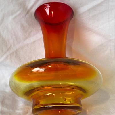 Mid-Century Modern Blenko Amberina Glass Vase