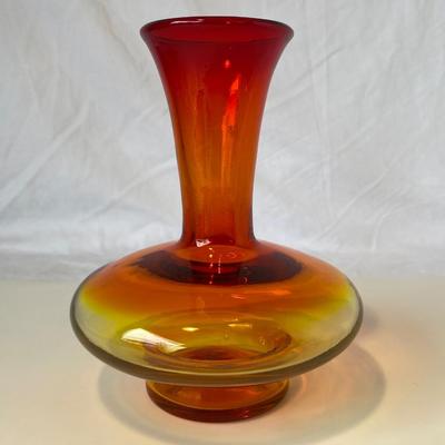 Mid-Century Modern Blenko Amberina Glass Vase